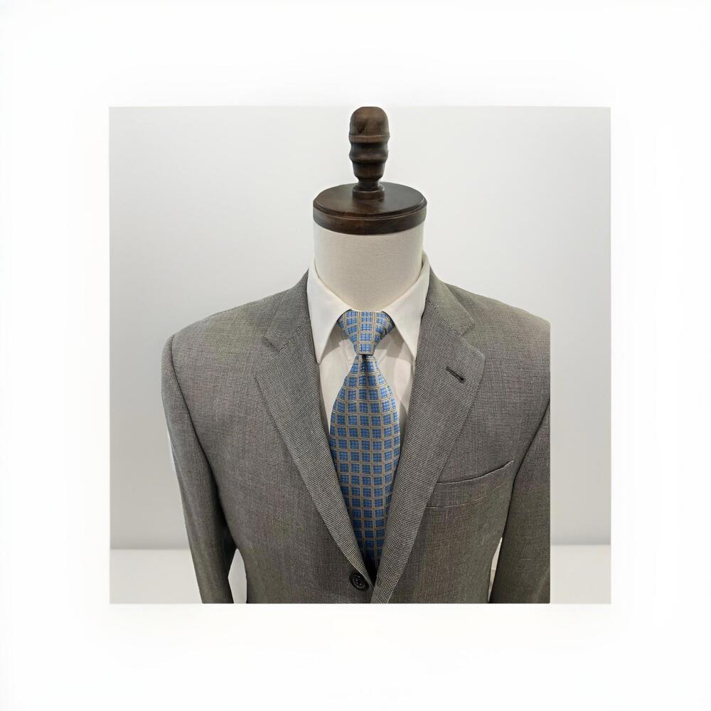 GORGEOUS BURBERRY SILK WOOL GREY MENS BIRDSEYE BLAZER 42R *READ*